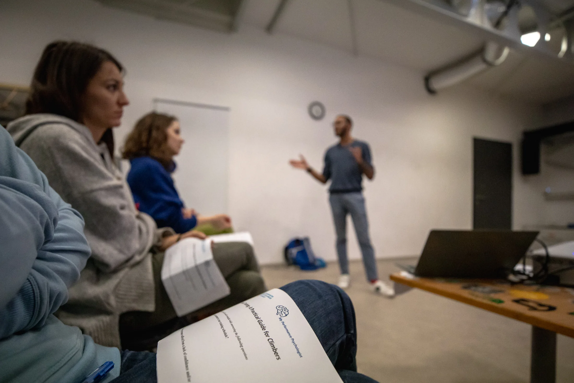 Workshop participants with notes